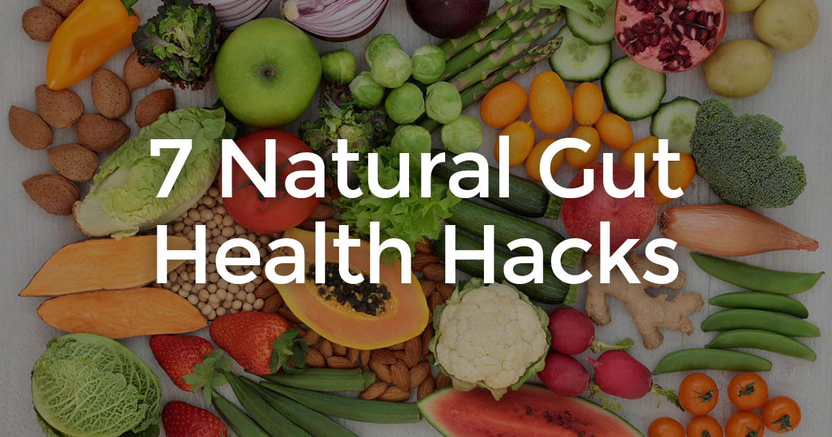 natural gut health hacks with fruits veggies background images