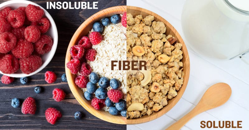 2 types of fiber - soluble and insoluble