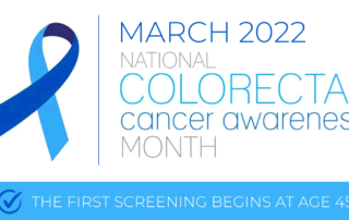 march 2022 national colorectal cancer awareness with blue ribbon